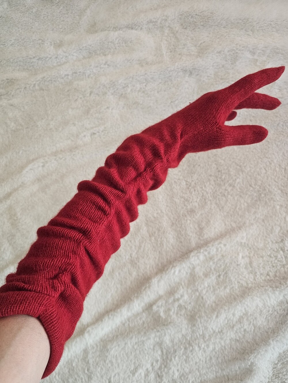 Renée's New York Angora & Lambswool Elbow Length Ruched Gloves
